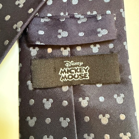 Disney Other - Disney Mickey Mouse Necktie OS Navy Blue Silk Polka Dot Character FAC-047716